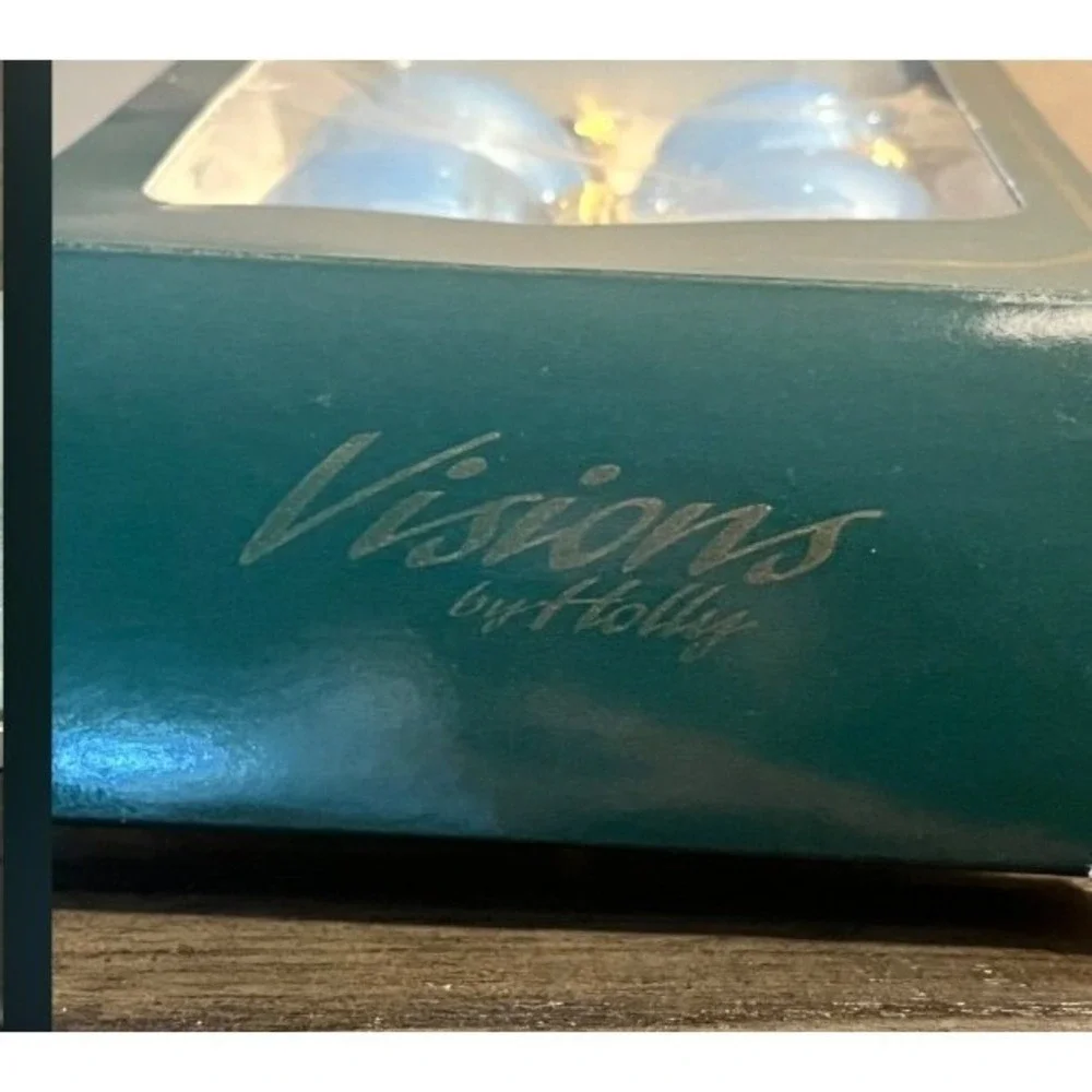 Visions by Holly Set of 6 Blue Glass Christmas Ball Ornaments 2.5